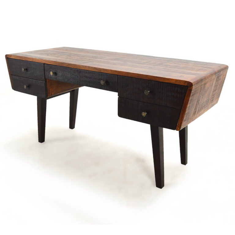 Argos Five Drawer Desk, Reclaimed Wood Home Source Furniture