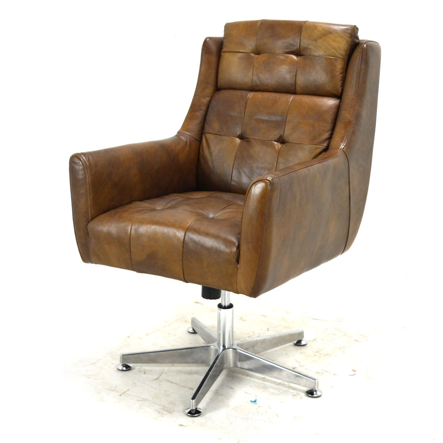 Jaxon Swivel Desk Chair Saddle Leather Home Source Furniture
