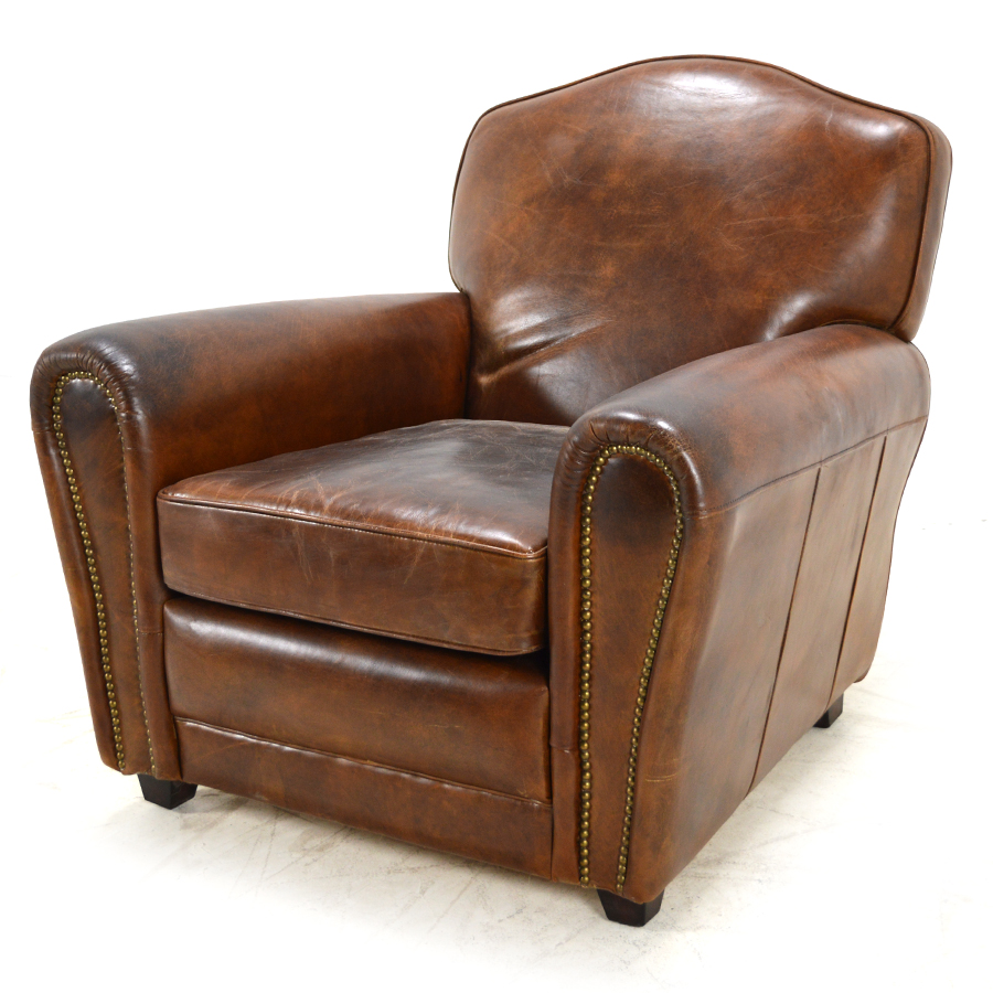 Saunders Leather Club Chair Prato, Leather Club Chairs