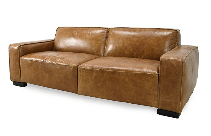 houston furniture, leather, sofa, vintage, modern, contemporary, trendy, cognac