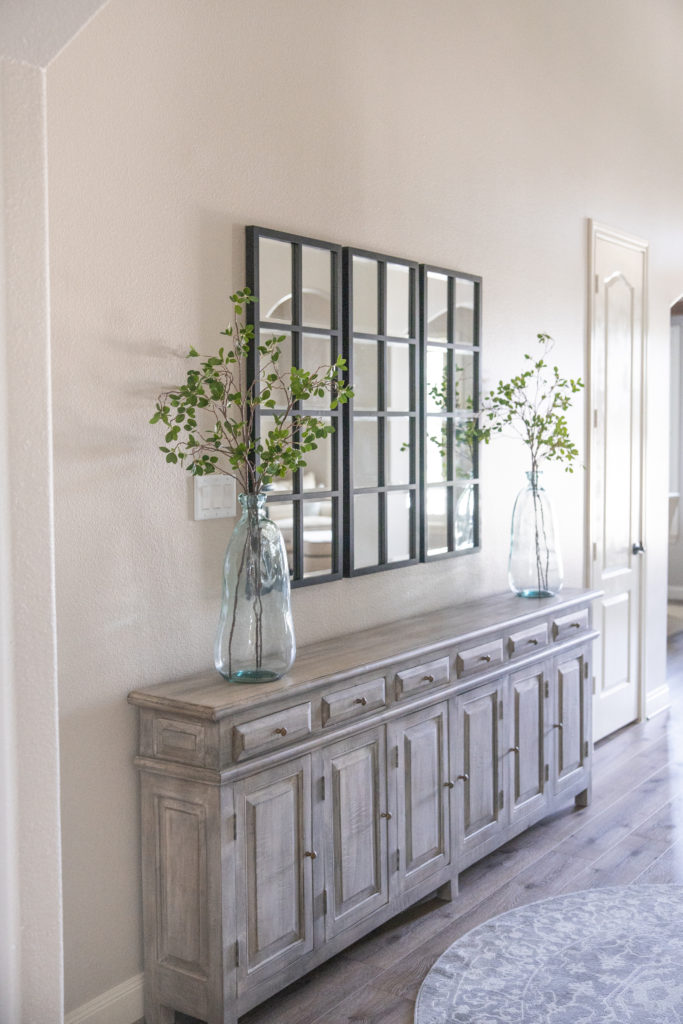 Entryway sideboard in suburban home