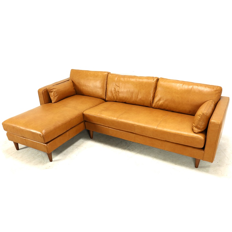 Grain Leather Sectional Sofa, Down Filled Leather Sectional Sofa