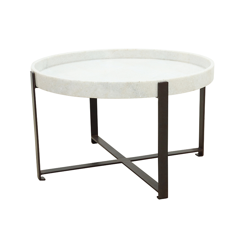 Pruitt Round Coffee Table With White Marble - Home Source Furniture