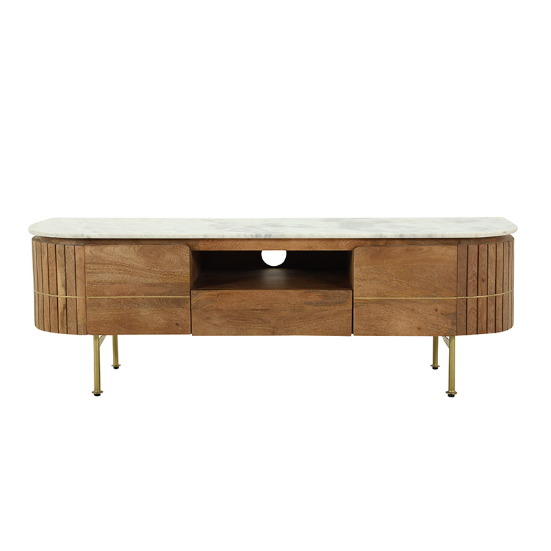 Tribeca Low Media Console With Marble Home Source Furniture