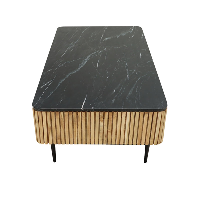 Sydney Coffee Table With Drawer, Black Marble Home Source Furniture